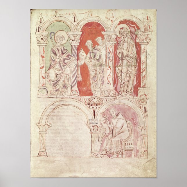 St. John Cassian writing and monks offering Poster (Front)