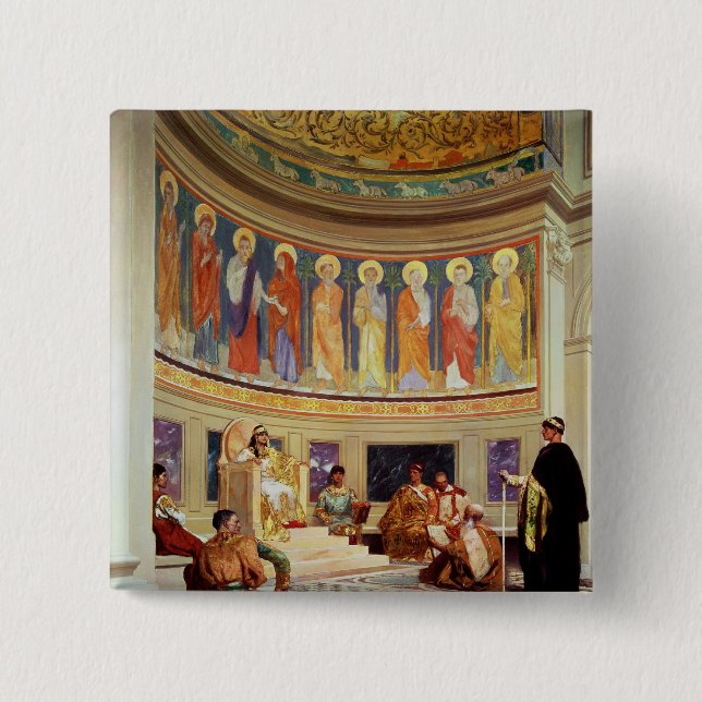 St John Chrysostom  exiled by Empress Eudoxia 2 Inch Square Button (Front)