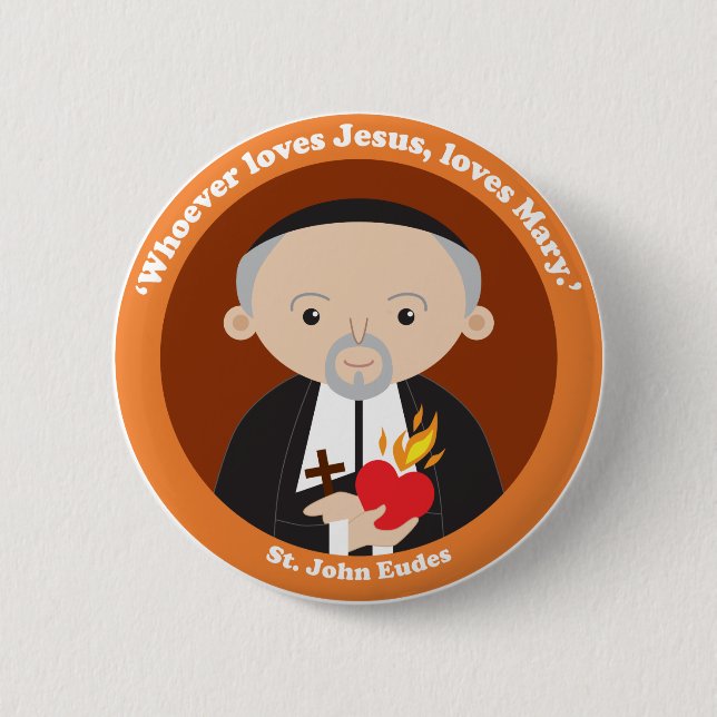 St. John Eudes 2 Inch Round Button (Front)
