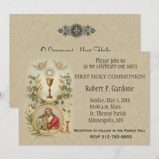 St. John Jesus First Holy Communion Invitations (Front/Back)