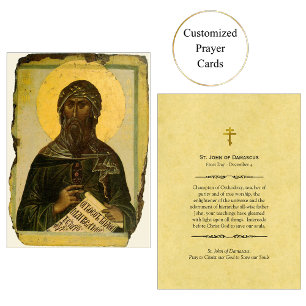 St. John of Damascus Orthodox Prayer Card
