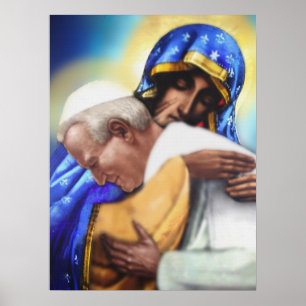 ST JOHN PAUL II AND OUR LADY. POSTER