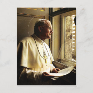 ST JOHN PAUL II DEEP IN THOUGHT. POSTCARD