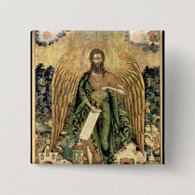 St. John the Baptist, Angel of the Wilderness 2 Inch Square Button (Front)