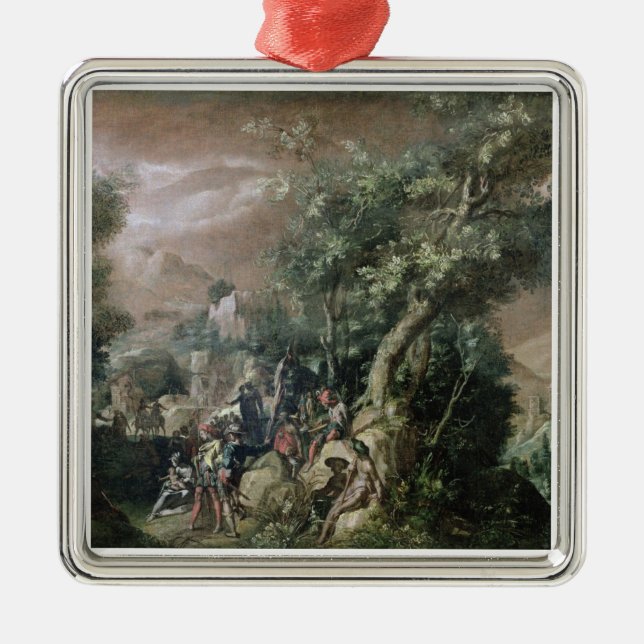 St. John the Baptist Preaching (oil on canvas) Metal Ornament (Front)