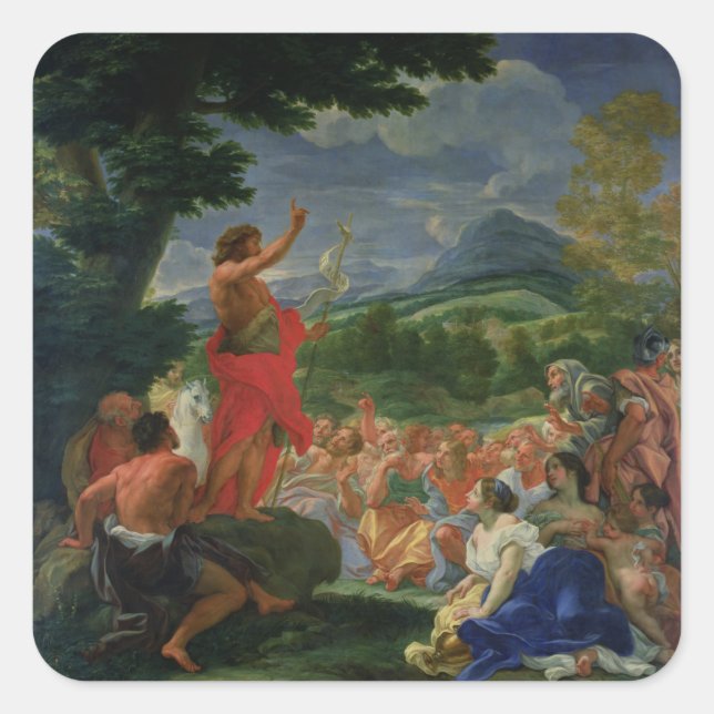 St. John the Baptist Preaching, painted before 169 Square Sticker (Front)