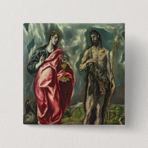 St John the Evangelist and St. John the Baptist 2 Inch Square Button