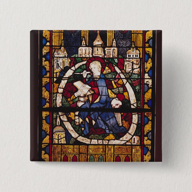 St. John the Evangelist writing the Apocalypse 2 Inch Square Button (Front)