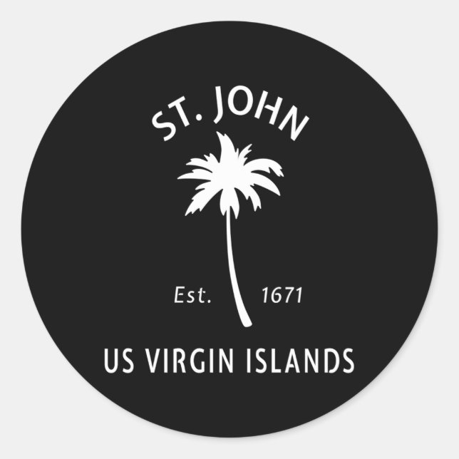 St John Usvi Beach Palm Tree Novelty Classic Round Sticker (Front)