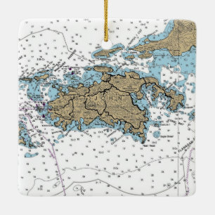 ST John USVI Chart Ceramic Ornament