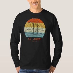 St John Usvi Vintage Retro Blueprint Sailboat Vaca T-Shirt