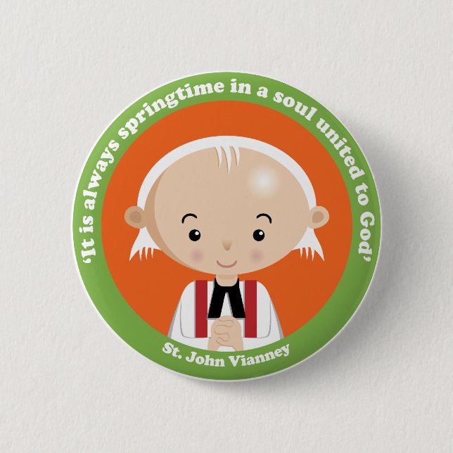 St. John Vianney 2 Inch Round Button (Front)