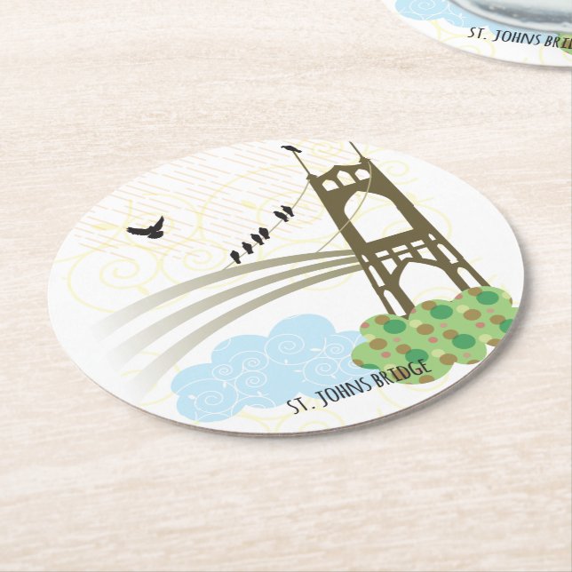 St. Johns Bridge Portland Coaster (Angled)