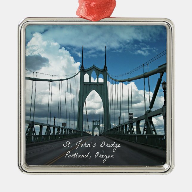 St. John's Bridge, Portland, Oregon Metal Ornament (Front)