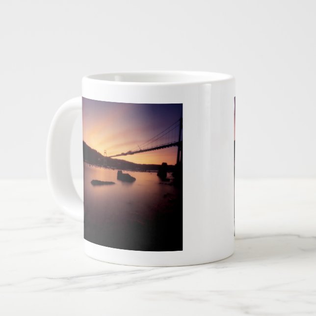 St Johns Bridge Sunset Large Coffee Mug (Front Left)