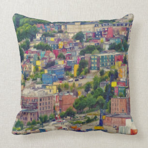 St John's Newfoundland Canada Colourful Painting Throw Pillow