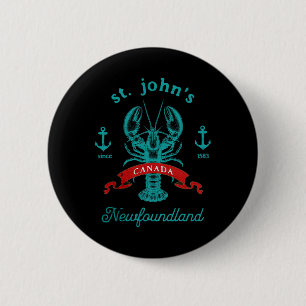 St Johns Newfoundland Canada Lobster Vacation Souv 2 Inch Round Button