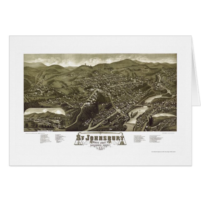St Johnsbury, carte panoramique de VT - 1884 (Devant horizontal)