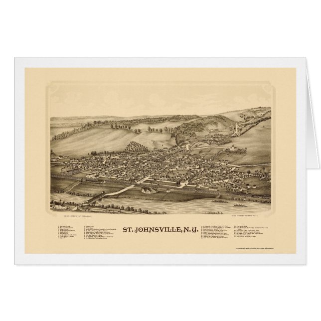 St Johnsville, carte panoramique de NY - 1890 (Devant horizontal)