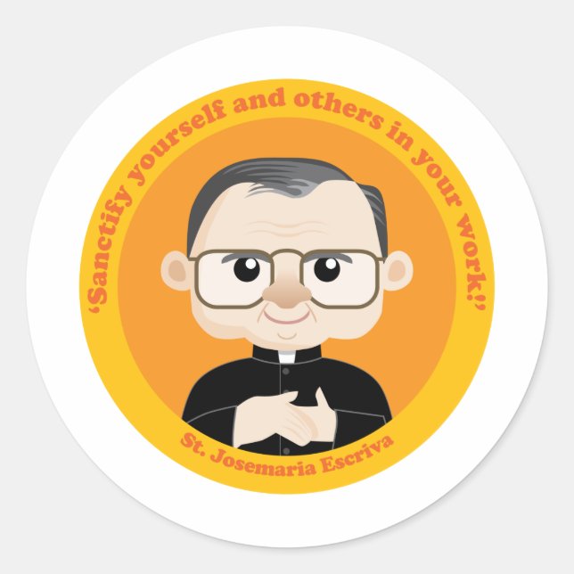 St. Josemaria Escriva Classic Round Sticker (Front)