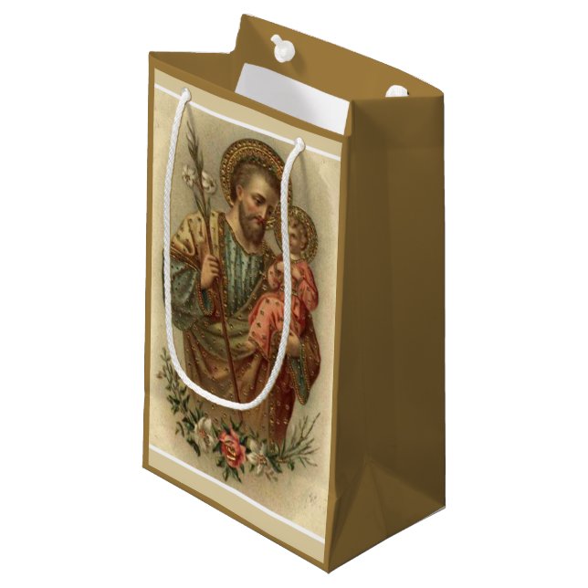 St. Joseph and Baby Jesus I 2 different images Small Gift Bag (Front Angled)