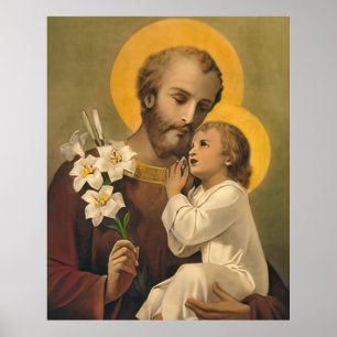 St Joseph and Child Jesus Catholic Saint Print
