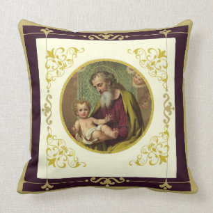 St. Joseph and the Child Jesus Catholic Throw Pillow