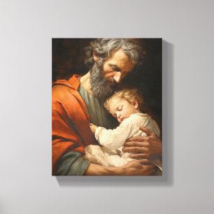 St. Joseph and the Child Jesus Religious Canvas Print
