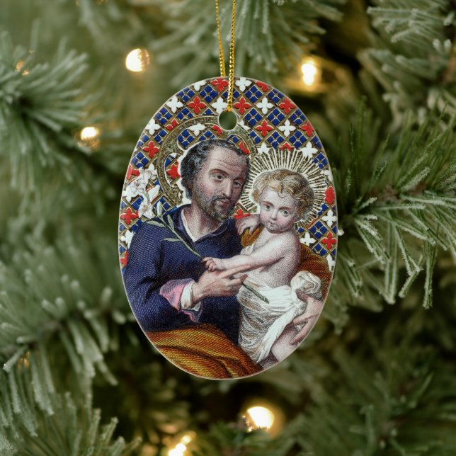 St. Joseph and the Christ Child (DPT 002) Ceramic Ornament (Tree)