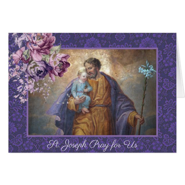 St Joseph Baby Jesus Lavender Floral (Devant horizontal)