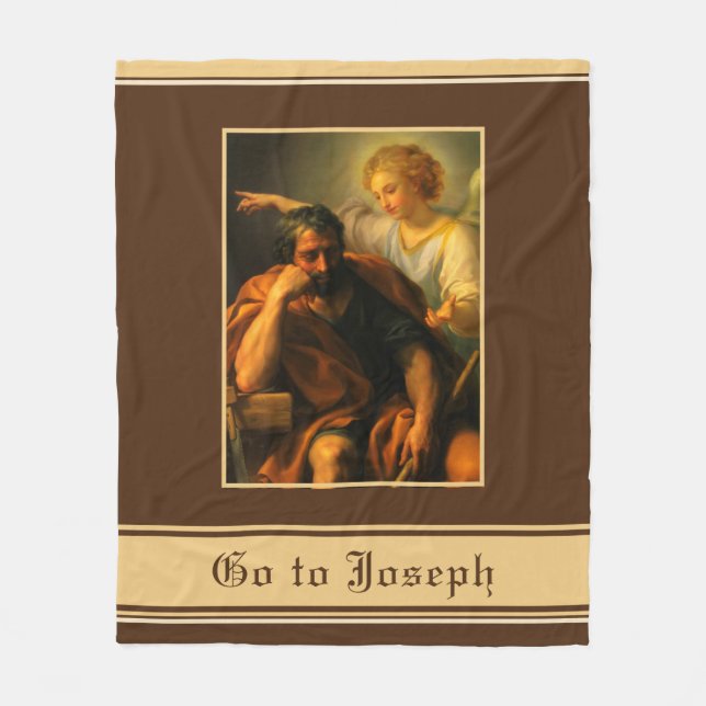 St. Joseph Baby Jesus Religious Catholic Prayer Fleece Blanket (Front)