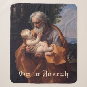St. Joseph Baby Jesus Religious Catholic Prayer Sherpa Blanket