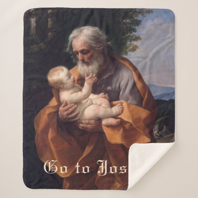 St. Joseph Baby Jesus Religious Catholic Prayer Sherpa Blanket (Front)