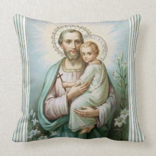 St. Joseph Baby Jesus St. Victor Throw Pillow