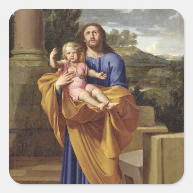 St. Joseph Carrying the Infant Jesus, 1665 Square Sticker (Front)