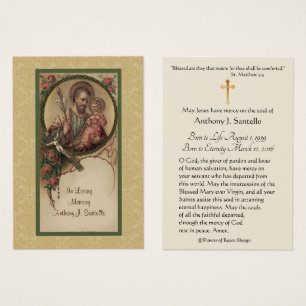 St. Joseph Catholic Funeral Memorial Holy Card -