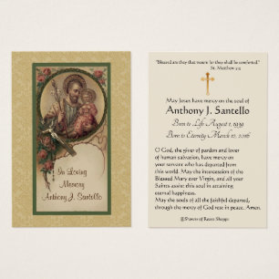 St. Joseph Catholic Funeral Memorial Holy Card -