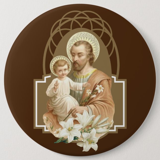 St. Joseph & Child Jesus 6 Inch Round Button (Front)