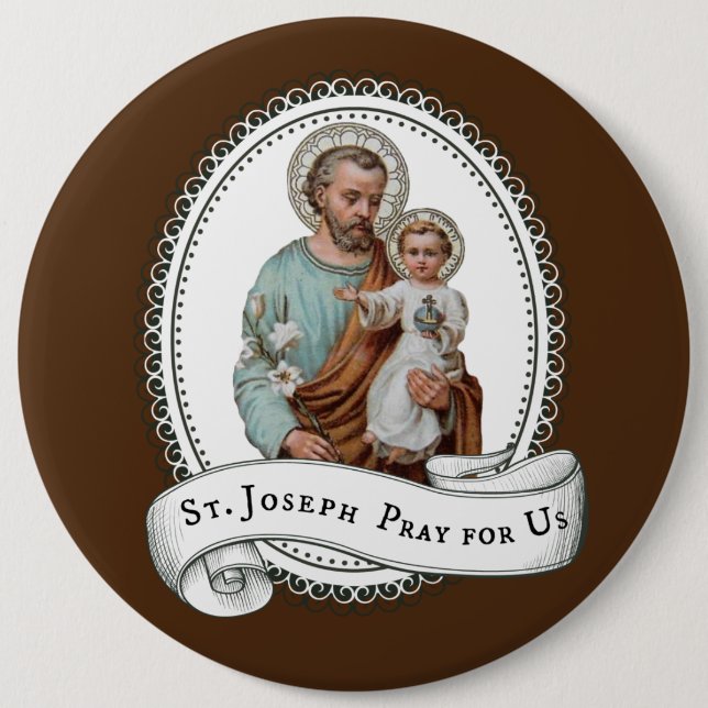 St. Joseph & Child Jesus 6 Inch Round Button (Front)