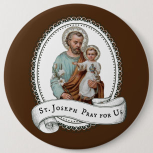St. Joseph & Child Jesus 6 Inch Round Button