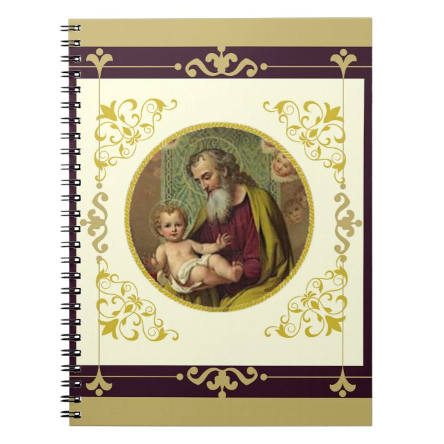 St. Joseph & Child Jesus Decorative Gold Notebook (Front)