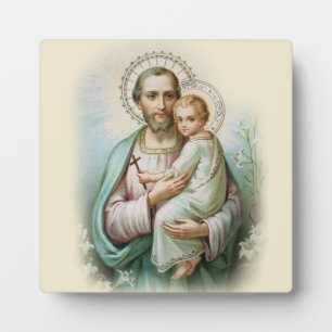 St. Joseph Child Jesus Traditional Lilies Plaque