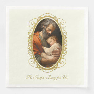 St. Joseph Day Child Jesus Cross Feast Day Napkin