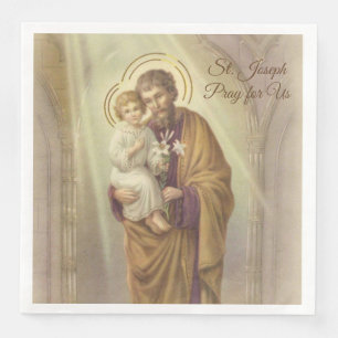 St. Joseph Day Child Jesus Lilies Feast Day Napkin