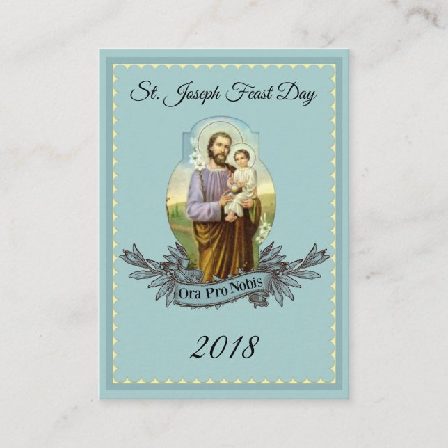 St. Joseph Feast Day Memorare Prayer Holy Card (Front)