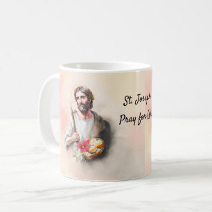 St. Joseph Feast Day Pray For Us Watercolor Coffee Mug