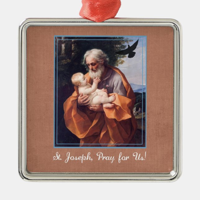 St. Joseph Feast Day with Infant Jesus Metal Ornament (Front)