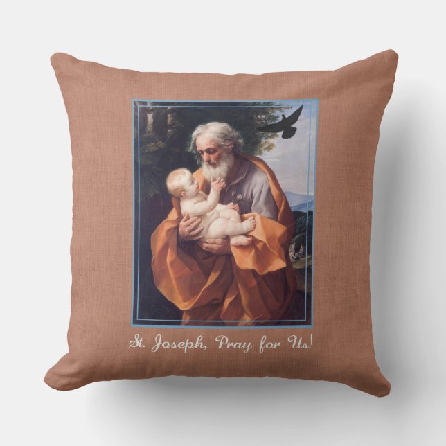 St. Joseph Feast Day with Infant Jesus Throw Pillow (Front)