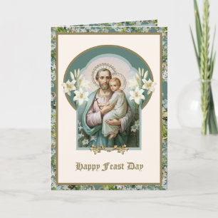 St. Joseph Feast Jesus Floral Religious Vintage Ca Card