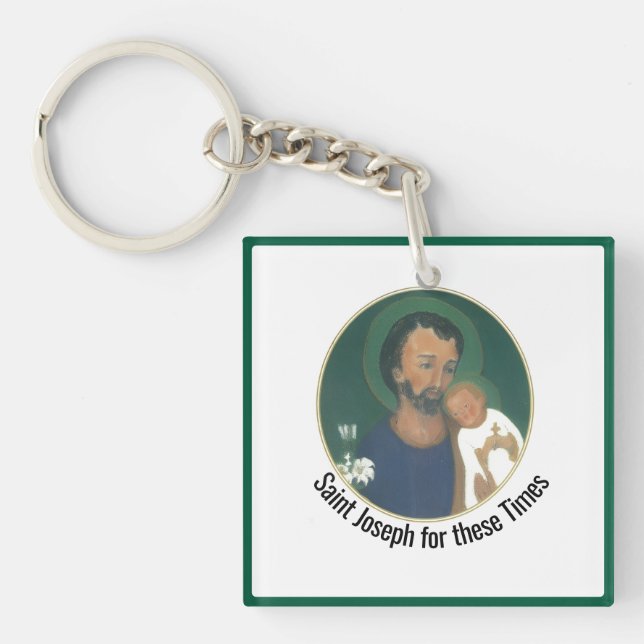St. Joseph for these Times Flat Greeting Card Keychain (Front)